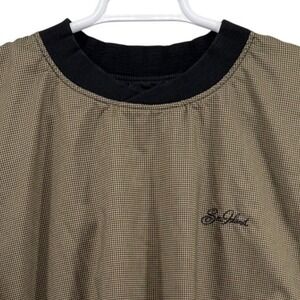 Sea Island Mens Reversible Windbreaker Pullover Houndstooth Black Large USA Made